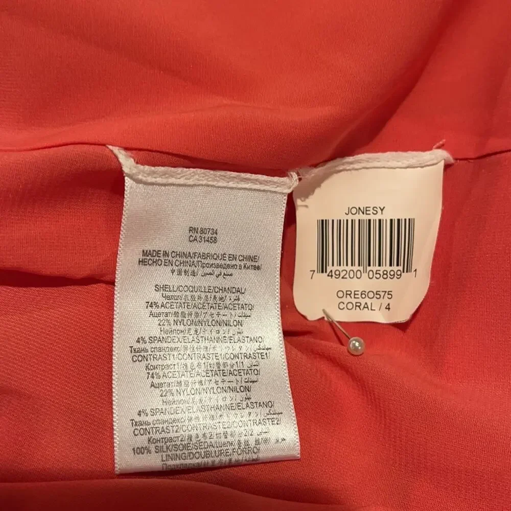 Bcbgmaxazria “ Jonesy” Coral One Shoulder Mini Ruffled Dress Size 4 BNWOT